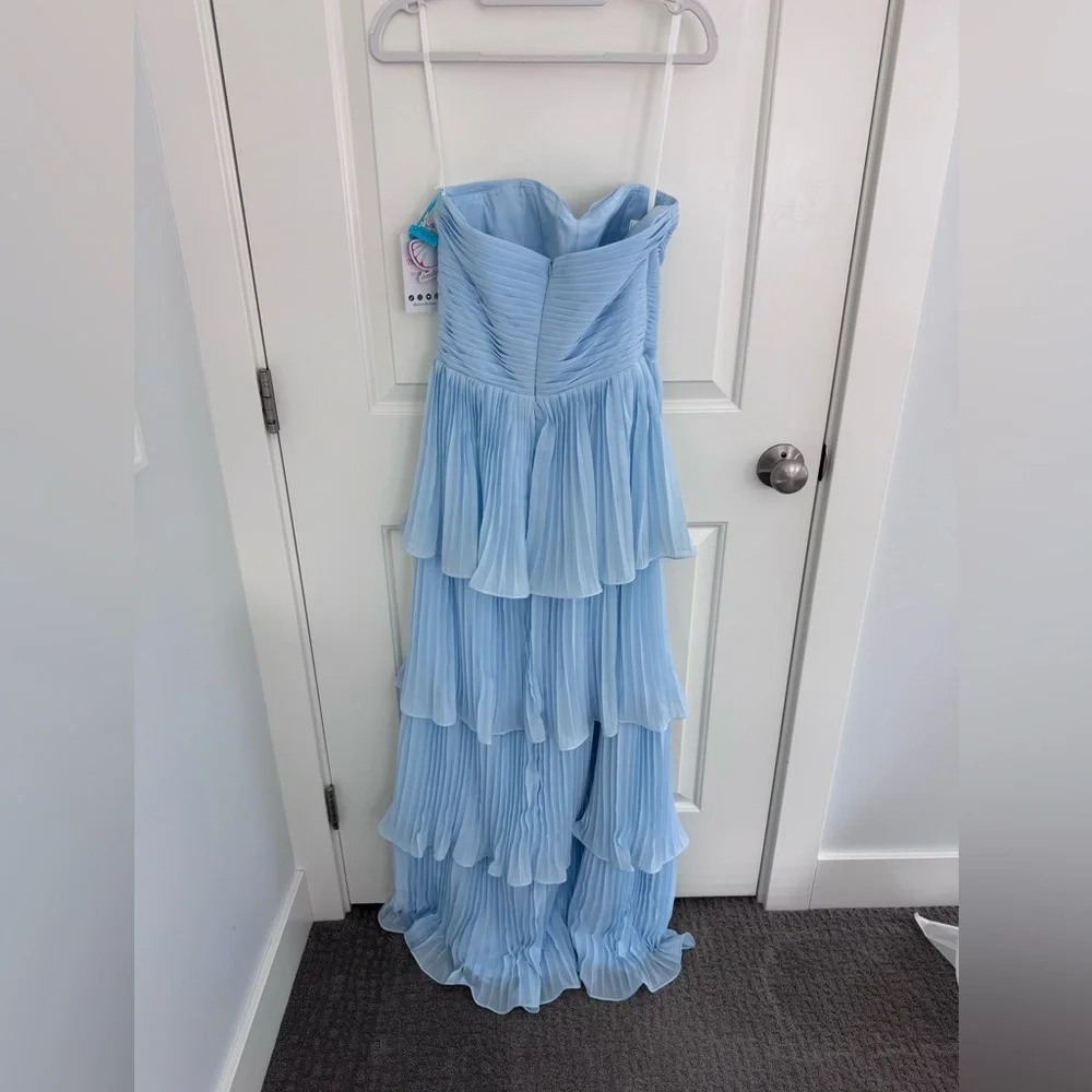Oh Molly Light Blue Tiered Chiffon Dress - Picture 4 of 6